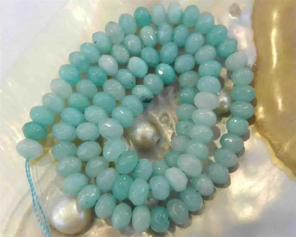 

4X6mm Light Blue Faceted Brazilian Aquamarine Loose Beads 15" #@