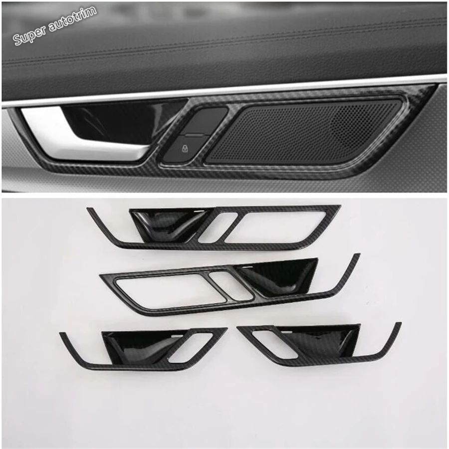 Inner Door Doorknob Handle Bowl Frame Cover Trim Accessories Interior ABS Fit For Audi A6 C8 2019 2020 2021 Carbon Fiber Look | Автомобили
