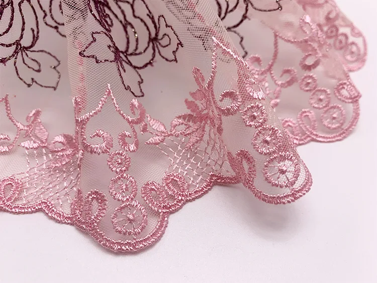 Кружевные аксессуары из розового тюля ручная работа сетка вышивка кружевная