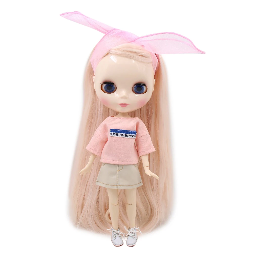 Заводская кукла blyth 280BL2352/0510 бледно-розовые волосы боковая часть белая кожа суставное тело 30 см 1/6