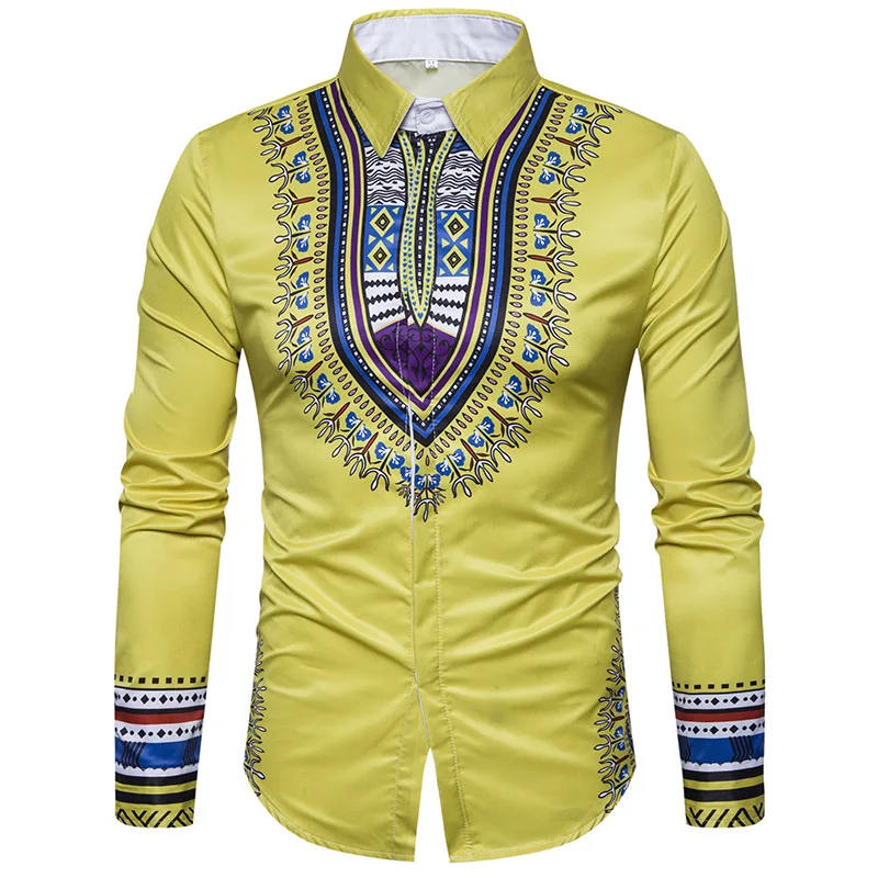 

ZUZK Dropshipping 5Colors European style new man selling national 3D printed long sleeve shirt M-3XL