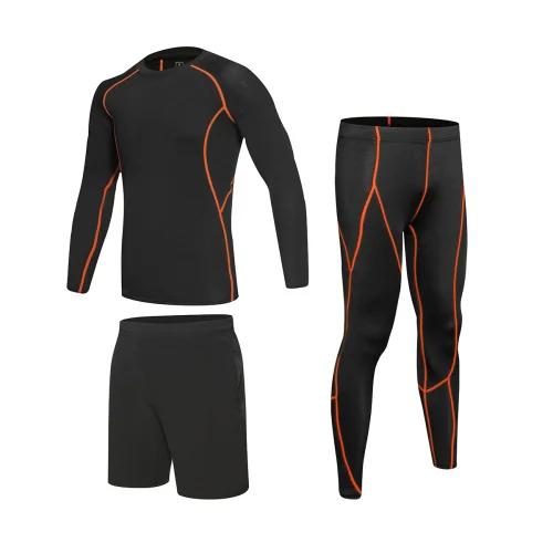 3pcs orange line set Детский спортивный комплект для мальчиков, для бега, баскетбола, футбола, тенниса, фитнеса, спортзала, бега, набор, survetement, комплекты для футбола, спортивный костюм - Цвет: 3pcs orange line set