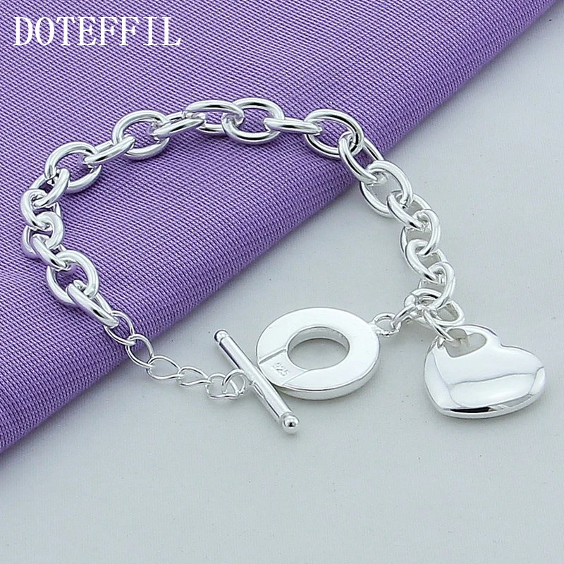 DOTEFFIL серебряный браслет с подвеской сердце