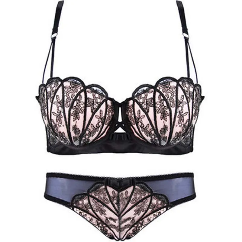Intimate shell cup super Push Up Bra with panty Women Sexy Lingerie lace bra half sexy briefs set underwire lovely | Женская одежда