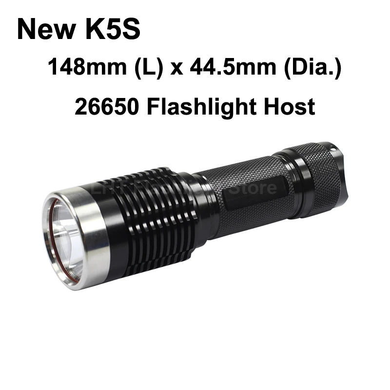 DIY K5S 26650 светодиодный фонарик Хост-черный(1 х 26650