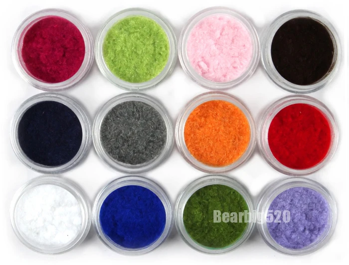 

12 Color 3D Velvet Flocking Powder Nail Art Decorations Acrylic Polish Tips Manicure Nails Decorations New Arrive HotSaling