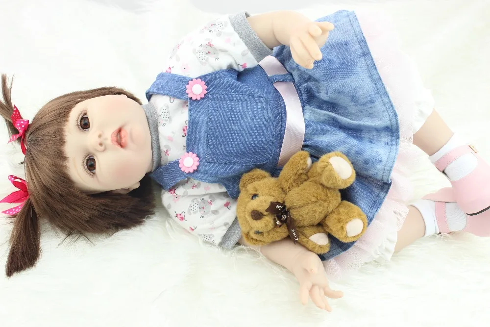 Кукла реборн Реалистичная из человеческих волос 22 мм с коричневыми глазами|gift bags