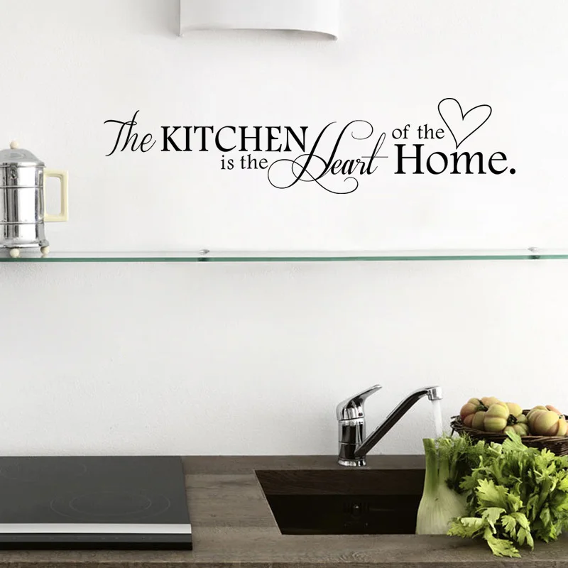 Kitchen Wall Sticker The Heart of the Home Letter Pattern Wall Sticker Removable Home Decor JJJTZ52