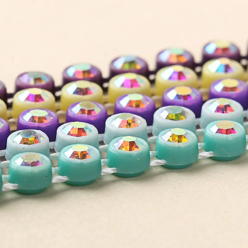 Индеец бисером отделка стразами AB Кристалл Rhinestone полосы 10 метров/карта SS8|rhinestone