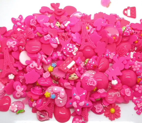 100 шт Серия фуксия смешанные украшения ремесла рамка из бисера Кабошоны для