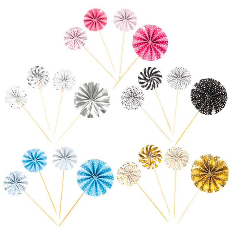 4 шт./компл. Складной вентилятор торт Топпер десертный стол украшение для дня