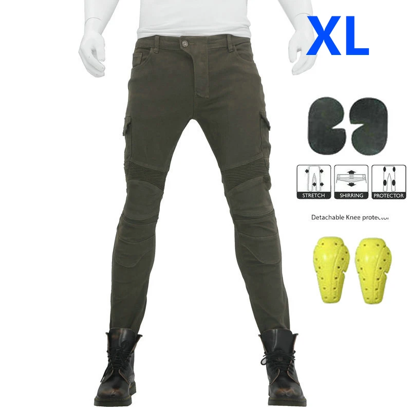 Мужские и женские мотоциклетные джинсы джинсовые байкерские армейские зеленые