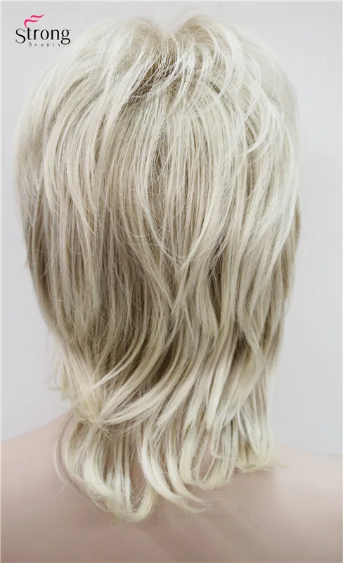 StrongBeauty короткий лохматый слоистый медный красный Классический колпачок полный синтетический парик женские парики выбор цвета - Цвет: 15BT613 Blonde mix