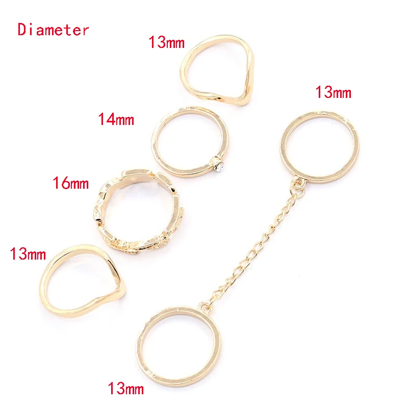 6 шт/набор городской панк золотой стеклообразный милый кольцо над суставом средний кольца для женщин мужчин вечеринка аксессуары aros anel #83491 on