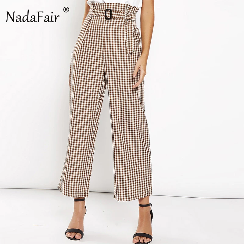 FSDA/тонкие длинные брюки в клетку Летняя женская одежда повседневные модные с