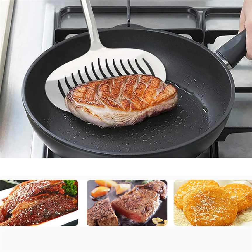 Лопаточка для рыбы из нержавеющей стали с длинной ручкой кухонная лопатка