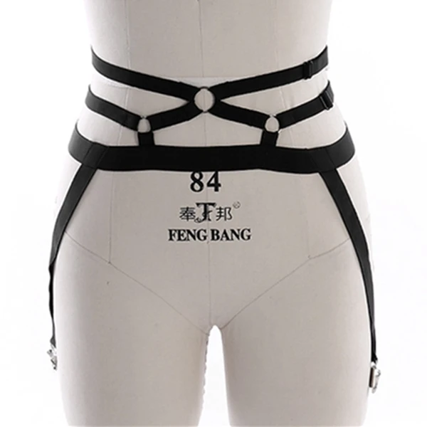 Black P0043 Body Harness Women Set Belt Garter Black Red Sexy Suit Bondage Cage Bra for Women Elastic Goth Festival Rave Dance Cosplay Wear - Цвет: Black P0043