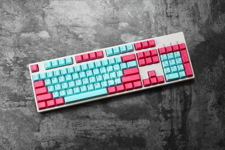 Pbt doubleshot колпачки для ключей вишневый профиль miami colorway ansi 104 механическая