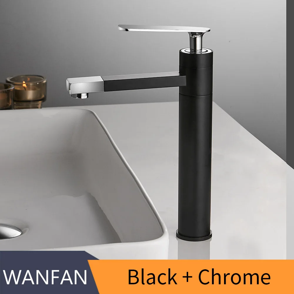Black and Chrome Смеситель для раковины матовый черный кран для ванной комнаты кран для раковины с одной ручкой на одно отверстие на бортике смеситель для горячей и холодной воды кран 855019 - Цвет: Black and Chrome