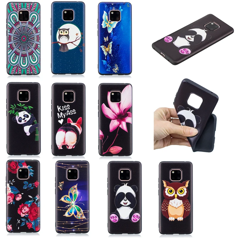 Модный 3D рельефный Ультратонкий Мягкий Силиконовый ТПУ Черный чехол Чехол для