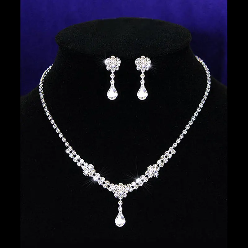 Свадебная вечеринка кристалл горный хрусталь ожерелье серьги набор невесты