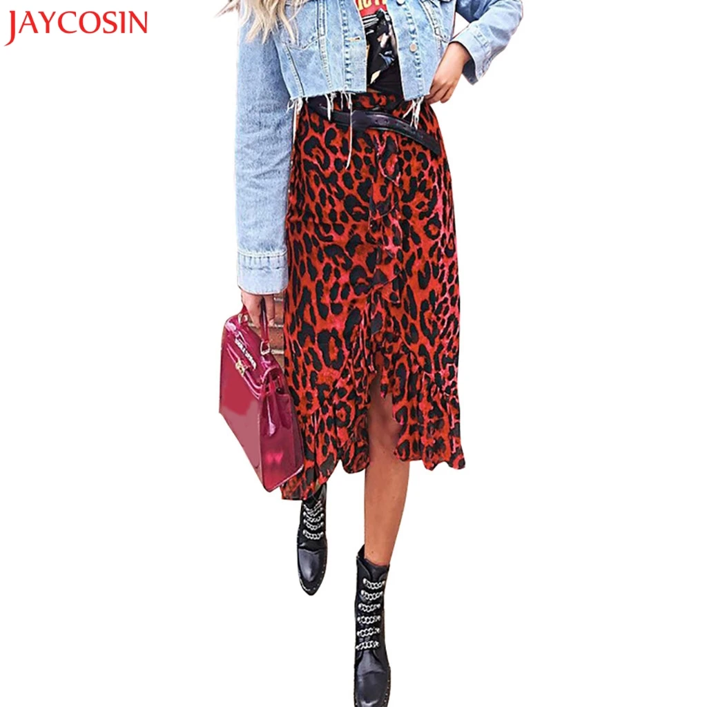JAYCOSIN Женская юбка с леопардовым принтом винтажная шифоновая Длинная женская