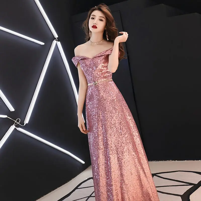 Женское длинное вечернее платье FADISTEE трапециевидной формы с блестками и