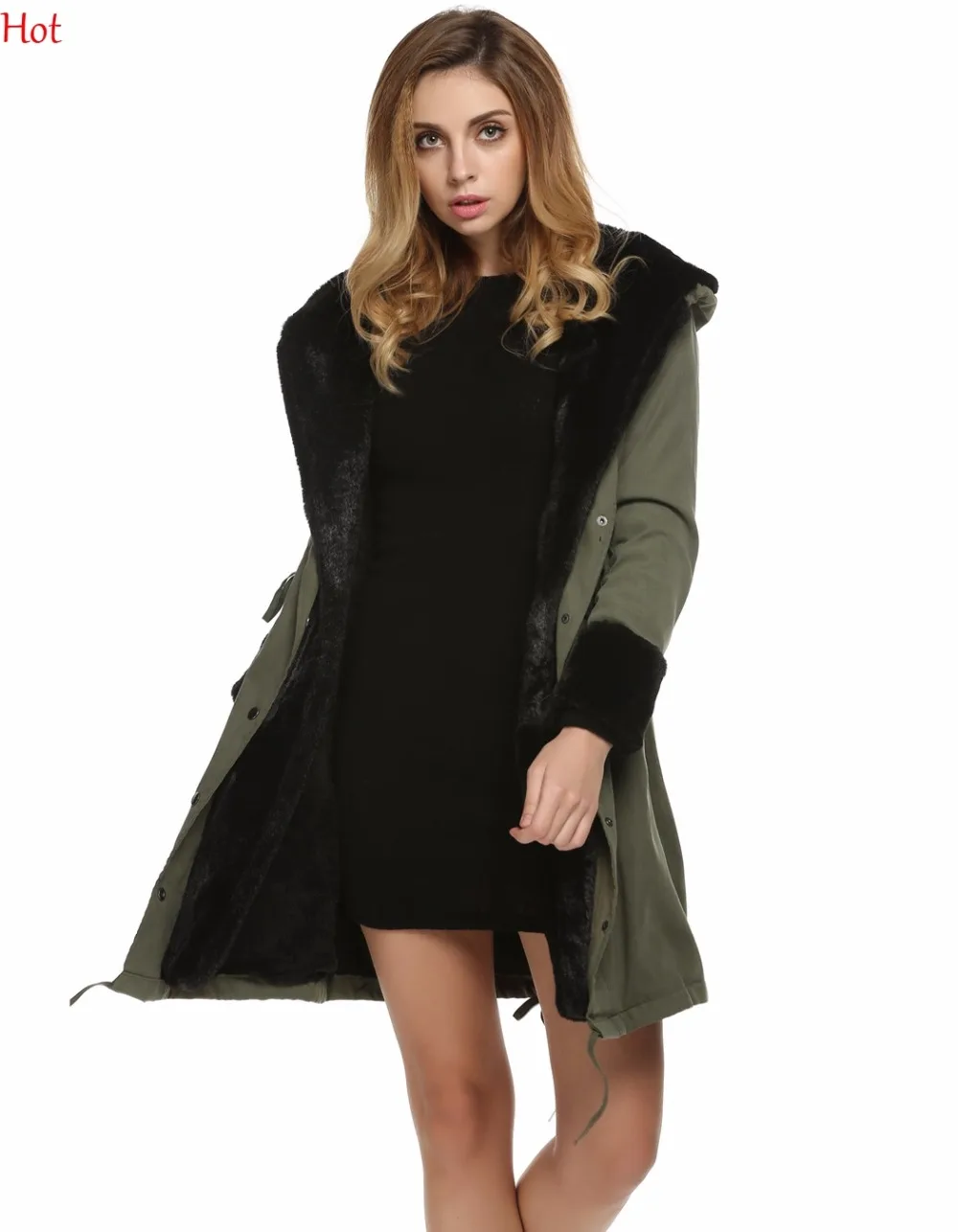 Женский Тренч из искусственного меха с капюшоном куртка размера плюс тонкий