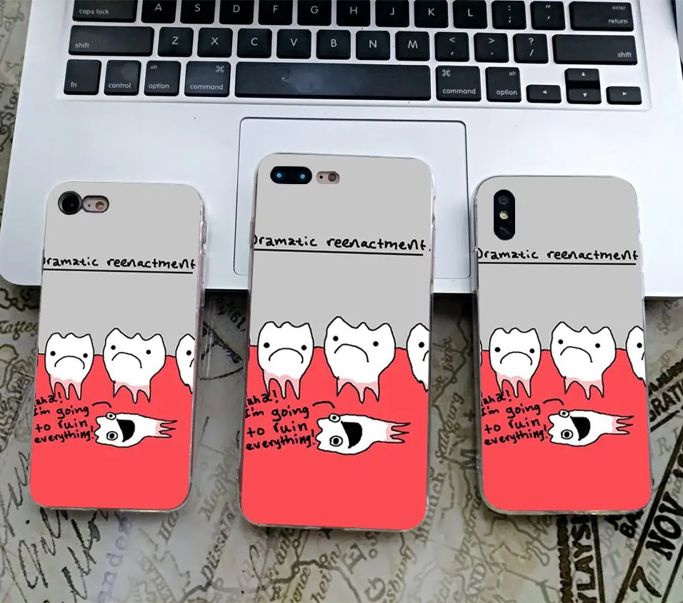 Чехол для определения зубов, зубных зубов для iPhone X, 5 S, 5S, XR, XS, Max, SE, 6, 6 S, 7, 8 Plus, мягкий силиконовый чехол для телефона