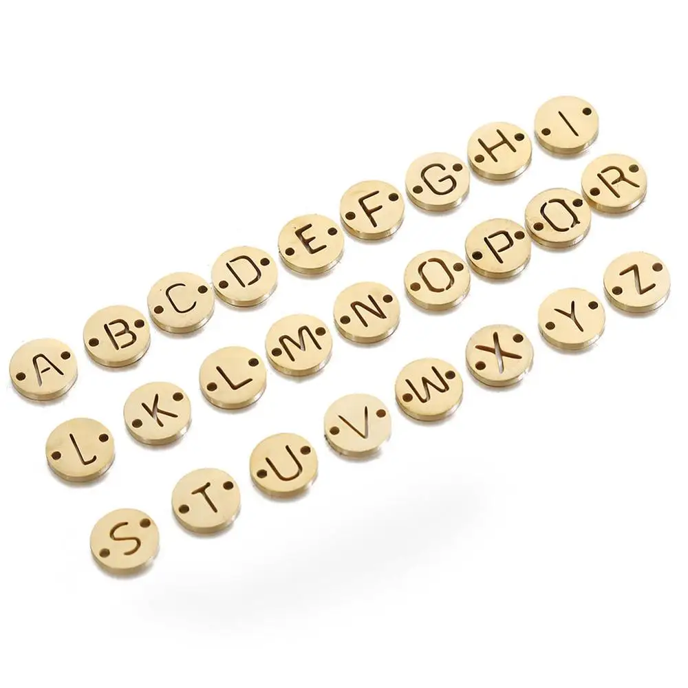 Круглые Подвески из нержавеющей стали золотого и серебряного цвета с буквами для