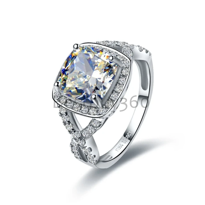 Чистое Серебро 925 пробы 3 карата искусственный бриллиант обручение S925 кольцо для