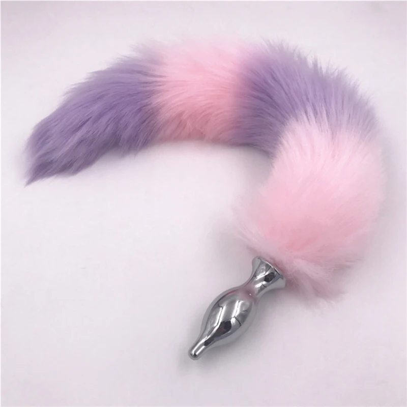 Anal Plug Fox Tail Stainless Steel Butt Plugs Pink Purple Plush Adult Products Dilator Sex Toys for Men Women H8-108F | Красота и