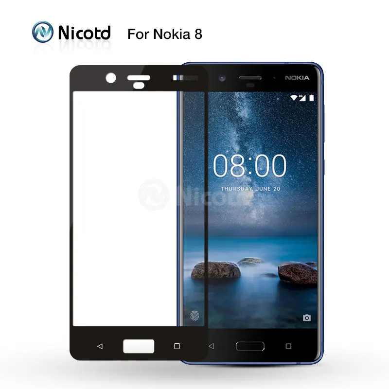 Цветное закаленное стекло 2.5D с полным покрытием для Nokia 8 взрывобезопасная Защита