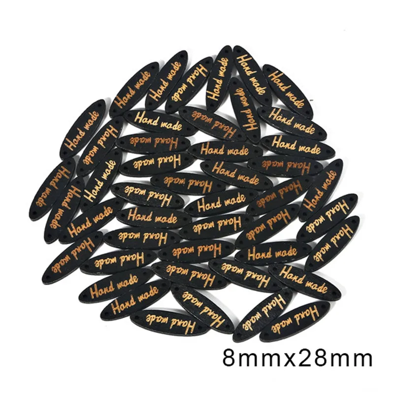 8x28mm 50 шт. Геометрическая деревянная пуговица "ручная работа" бирки деревянные Швейные аксессуары для одежды ручной работы Скрапбукинг Ремесло DIY - Цвет: 8x28mm