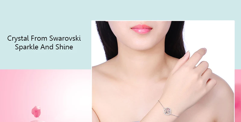 Браслет «Древо жизни» с кристаллами Swarovski для женщин, элегантный 925 пробы, серебряная цепочка, браслеты, аксессуары, свадебные украшения
