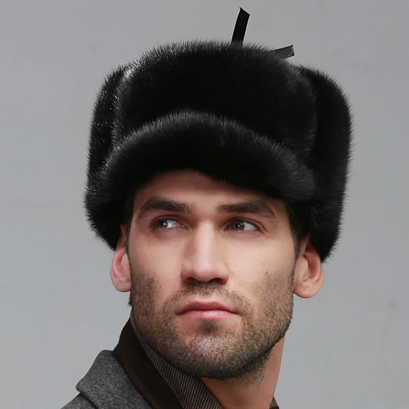 2018 зимние супер теплые шоу Мужские ушные муфты Рекс норковые меховые русская