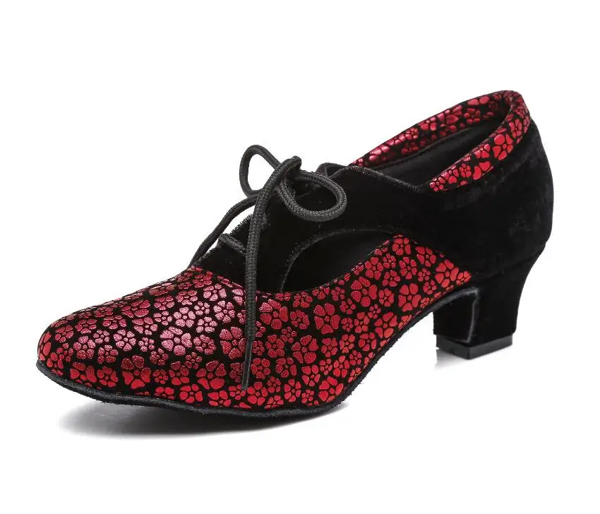 red wine heel 85mm Женская танцевальная обувь; женская обувь; бальные туфли для латинских танцев, танго; квадратный джазовый вальс; леопардовая обувь для вечеринок; большие размеры; низкий каблук; JuseDanc - Цвет: red wine heel 85mm