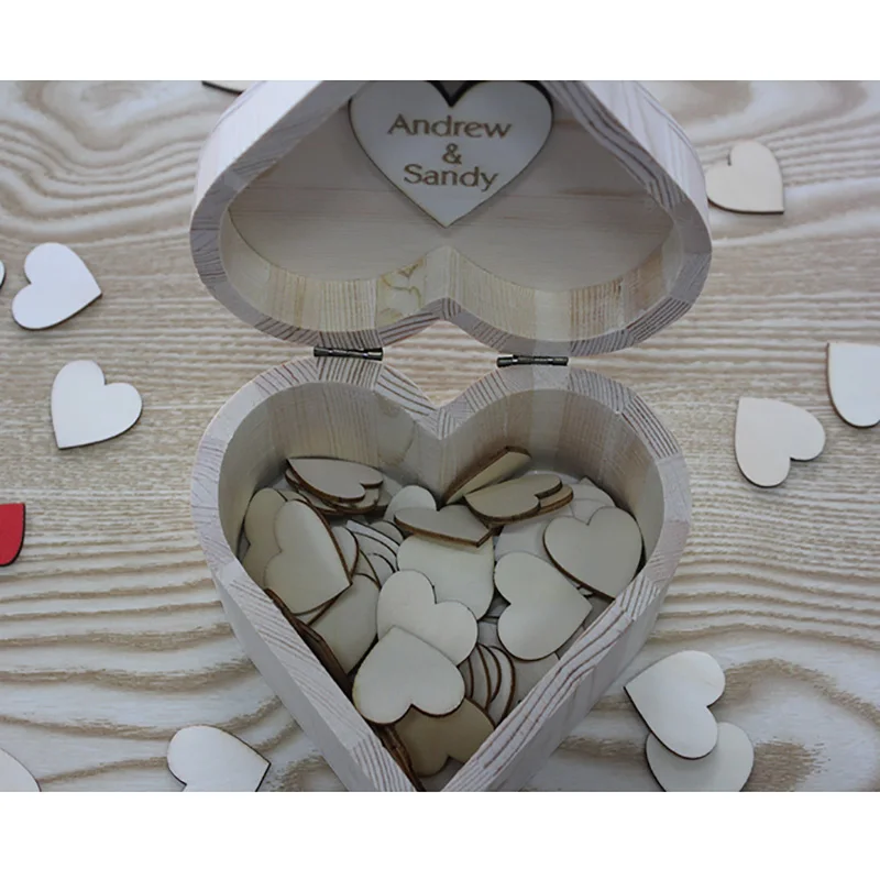 

Personalized Wedding Guest Book,Custom Drop Top Guestbook,Wood Heart Guestbook for Signature,Rustic Keepsake Box,Wedding Decor