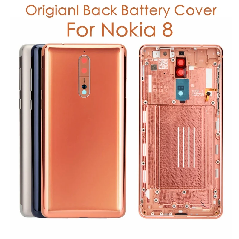 Для Nokia 8 задняя крышка корпуса+ боковые клавиши+ камера Стекло объектив для Nokia 8 крышка батареи Замена запасных частей