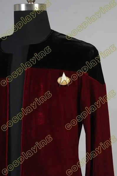 Костюм Picard черный красный Бархатный жакет косплей-униформа костюм на Хэллоуин