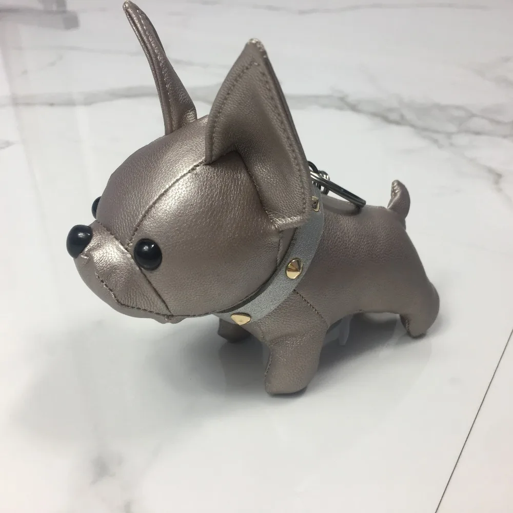 Bulldog Keychain Pu Leather France Bulldog Keychain Handbag Animal Dog Keyring Holder Bag Charm Trinket Bulldog Bag Accessories