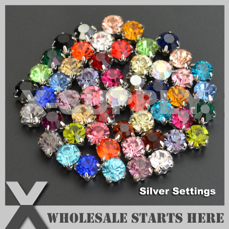 SS28(6 мм) SS38(8 предварительно установленный прочные Стразы в сшить по металлу