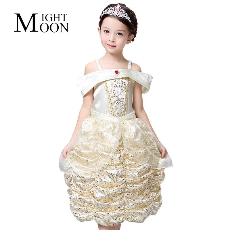 MOONIGHT Girl Princess Dress Children Belle Costume Deluxe Cosplay Party Dresses Gown Kids Up | Тематическая одежда и