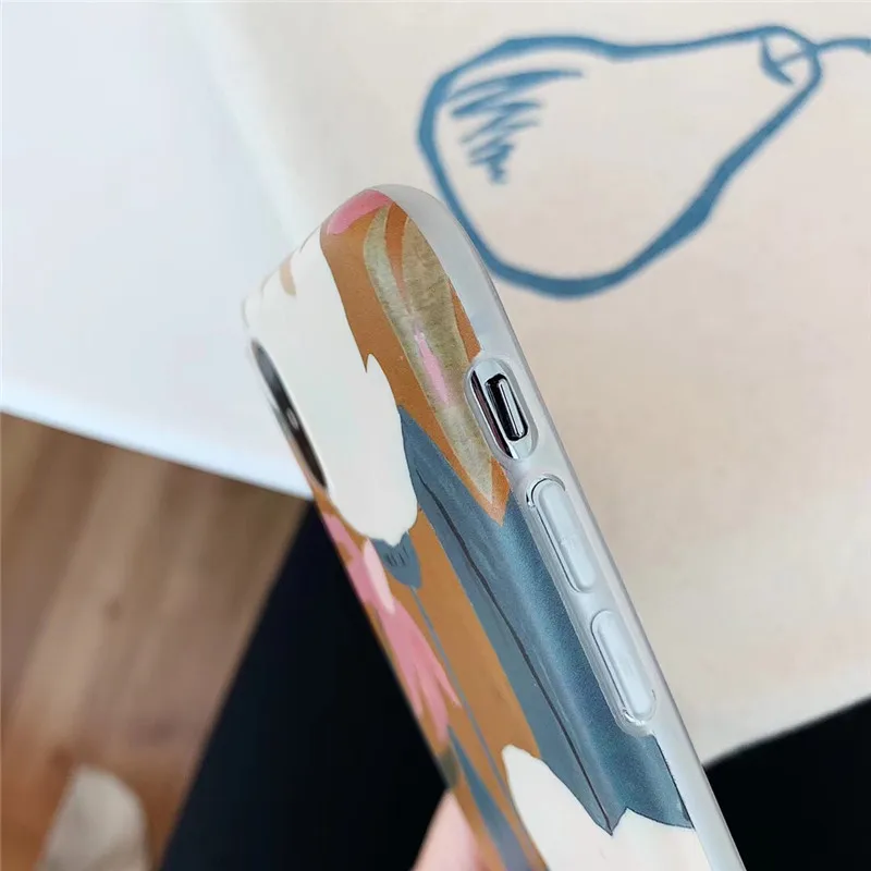 Ретро искусство картина маслом цветок чехол для iPhone X XR XS Max 6 S 7 8 plus Модный мягкий