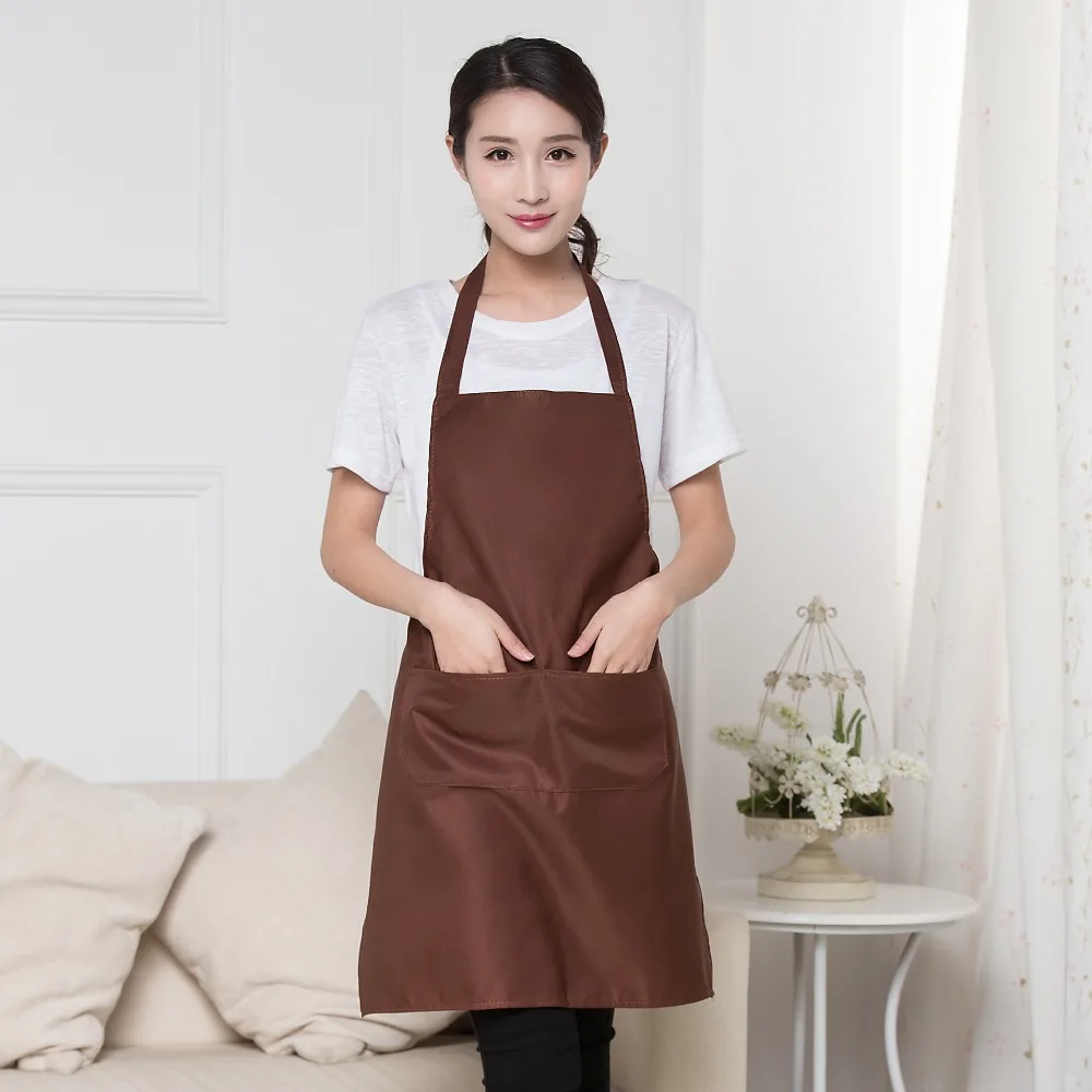 Simple solid color High Quality 6 Colors Plain Apron+Pocket For Chefs Butcher Kitchen Fashion Apron With Pockets new cotton aprons фартук canvas pockets baking chefs kitchen cooking apron фартук кухонный chefs with hat household merchandises