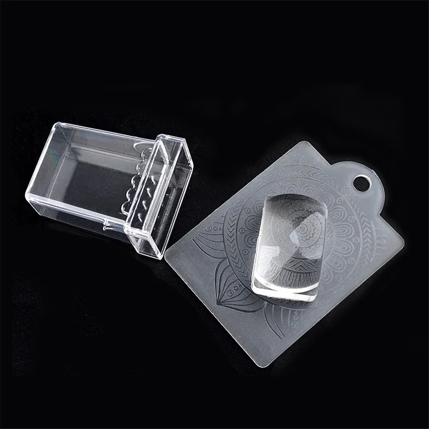 Ногтей Книги по искусству Дважды голову прозрачный тиснения Стампер скребок