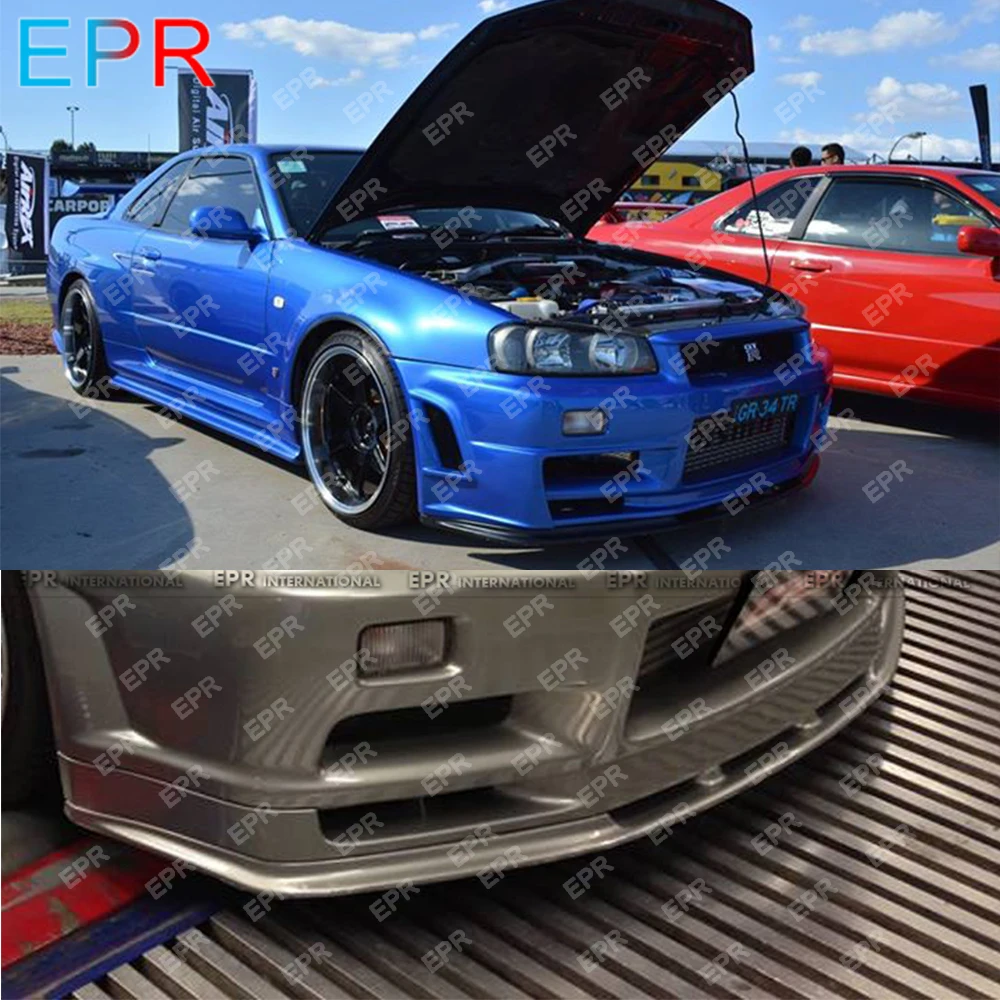 Для Nissan R34 GTR Skyline OEM углеродное волокно передний бампер нижняя губка с
