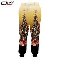 cjlm man new style personality colored trend pants 3d printed christmas tree large size mens casual sports sweatpants