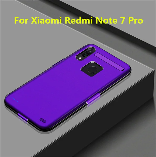Purple For Note 7Pro Для Xiaomi Redmi Note 7 Удлинение Банк питания зарядное устройство крышка для Xiaomi Redmi Note 7 Pro внешний блок питания зарядный чехол - Цвет: Purple For Note 7Pro