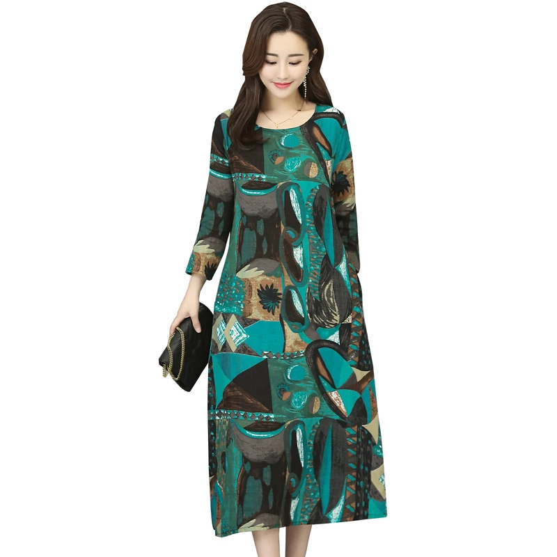 Мода 2019 новые женские платья повседневный хлопок стильный принт в китайском